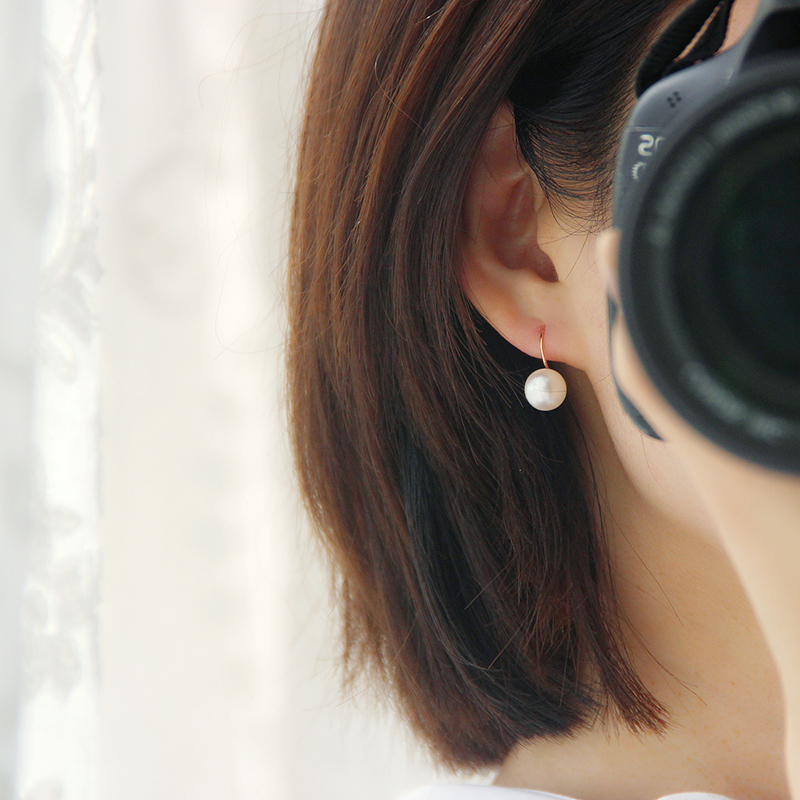 天然淡水珍珠耳钩强光基本无暇