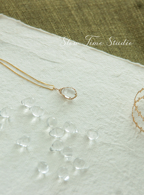 天然白水晶水滴包边吊坠项链通透纯净优雅嫌弃只锁骨链女款原创