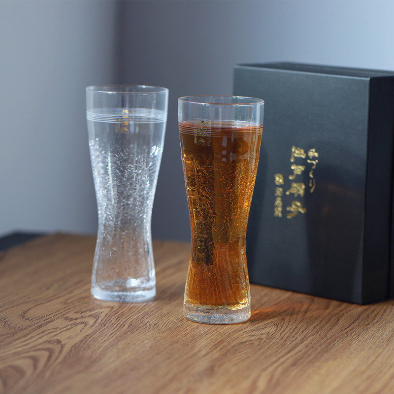 日本进口玻璃果汁杯结婚啤酒杯