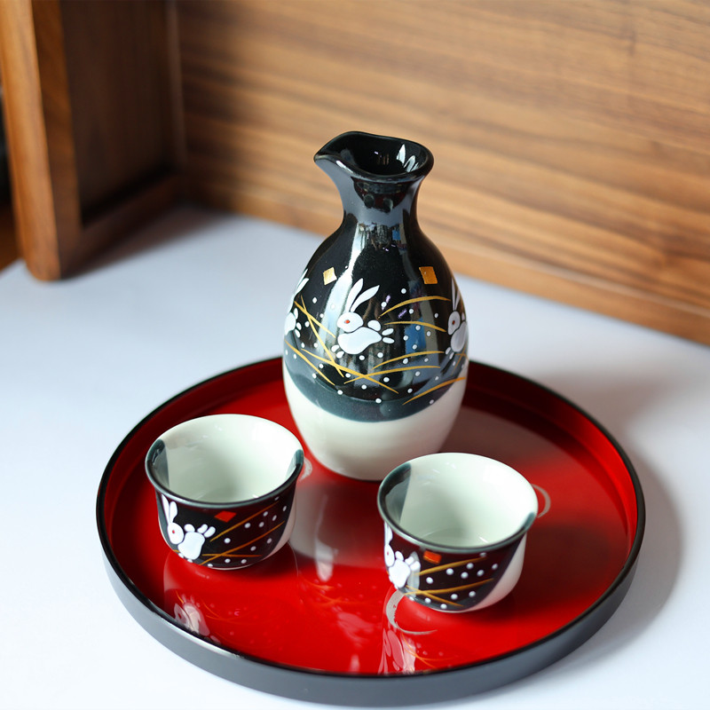 现货日本进口九谷烧陶瓷酒壶清酒杯烧酒品茗杯白酒具套装生日礼物