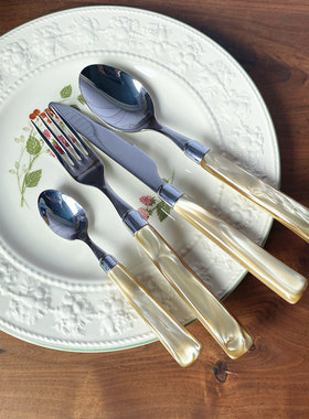 意大利Rivadossi GIADA珠光餐刀餐叉餐勺甜点勺西餐法式餐具四件