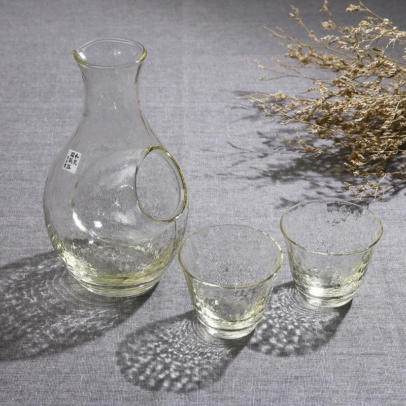 现货 日本进口东洋佐佐木琥珀手工冰酒壶日式玻璃清酒酒具套装