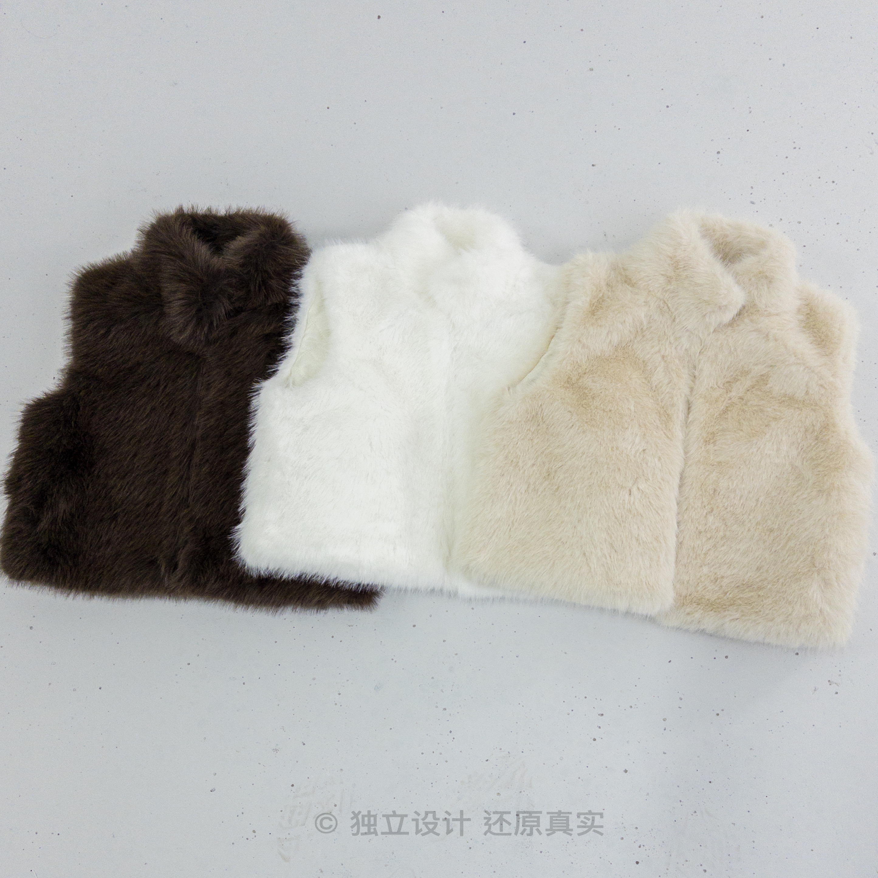 仿皮草效果青年无袖日常加厚新品