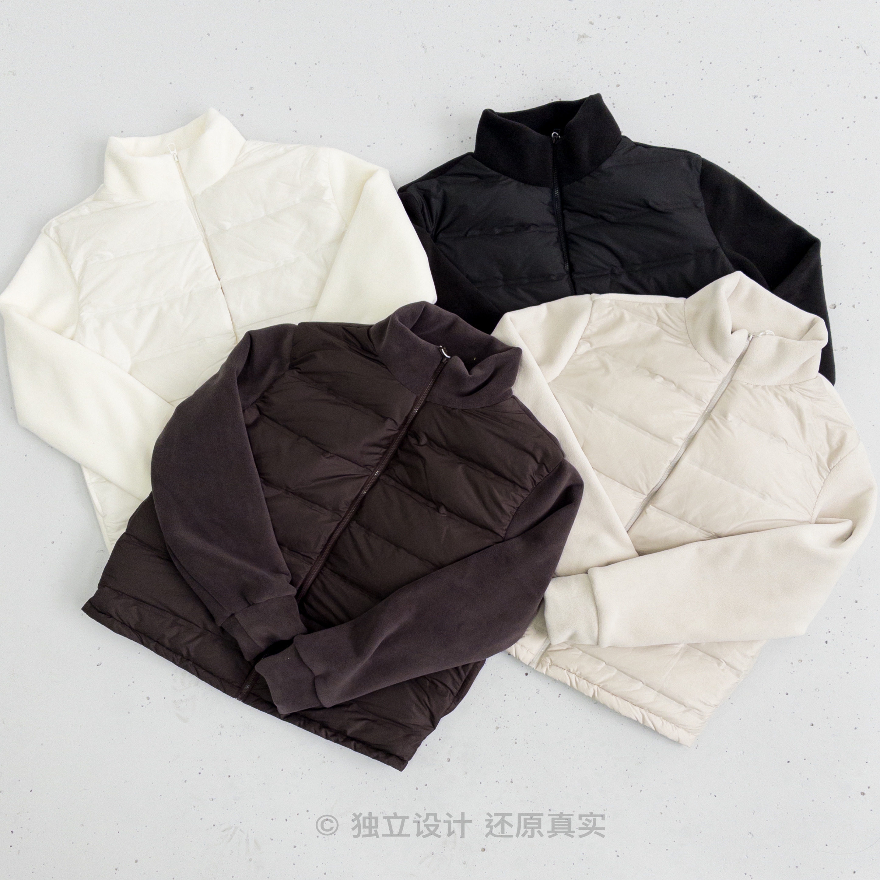 11.29.10点上新. 冬天不臃肿穿搭.轻暖拼接立领90绒子羽绒服 值得