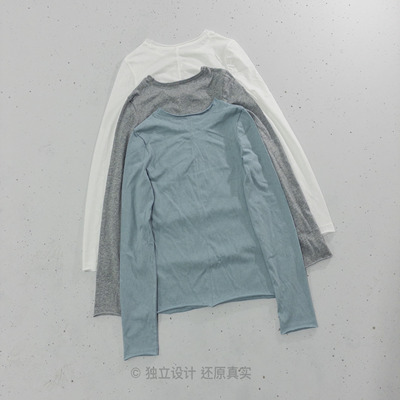 韩系卷边ins小众打底上衣