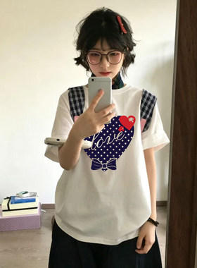 宝藏cang白色短袖T恤女2026夏季新款230g纯棉体恤半袖上衣服ins潮