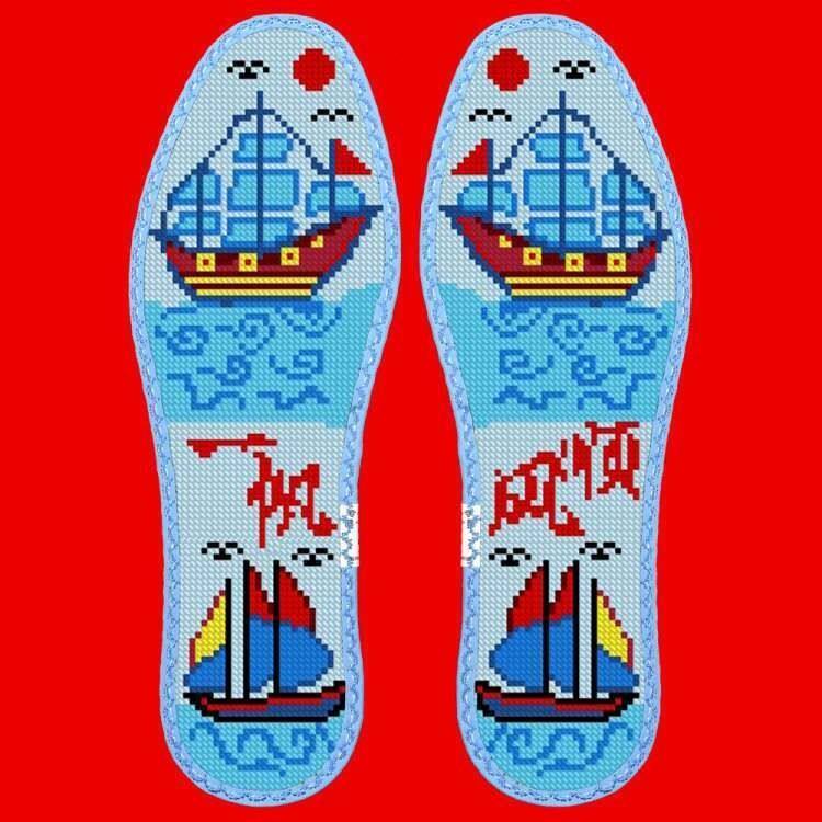 鸿运玫瑰11ct花边十字绣鞋垫半成品刺绣手工纯棉吸汗透气十全十美