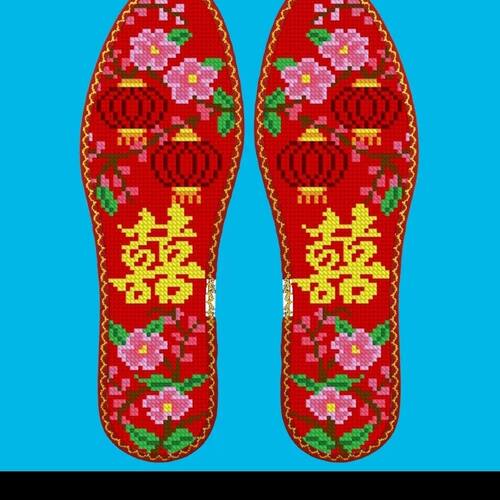鸿运玫瑰纯棉系列花边十字绣鞋垫男女款 11CT半成品 花样图集19