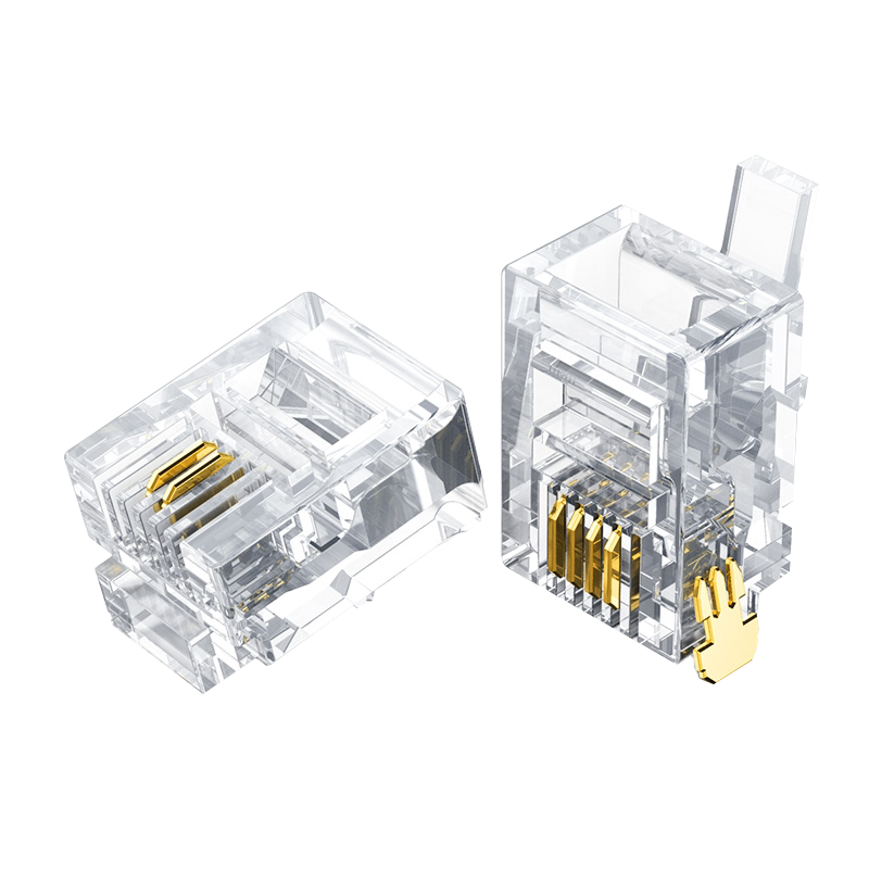 绿联电话水晶头24芯6p4c传真线机座机电话头子rj11连芯接线端子器