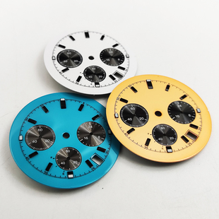 手表表壳配件 VK63表盘 石英机芯 三眼字面 指针表面 手表表盘