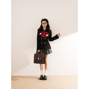 柏林优等生 秋冬新款日系jk制服设计长袖西装外套甜美百褶裙套装