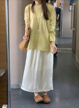 文艺漂亮一整套女薄款针织衫罩衫温柔莱赛尔亚麻防晒衣上衣半身裙