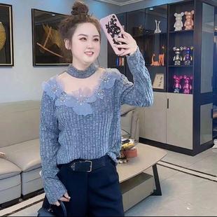 秋冬新款磨毛打底衫修身显瘦洋气长袖上衣镂空遮肚显瘦内搭气质衫