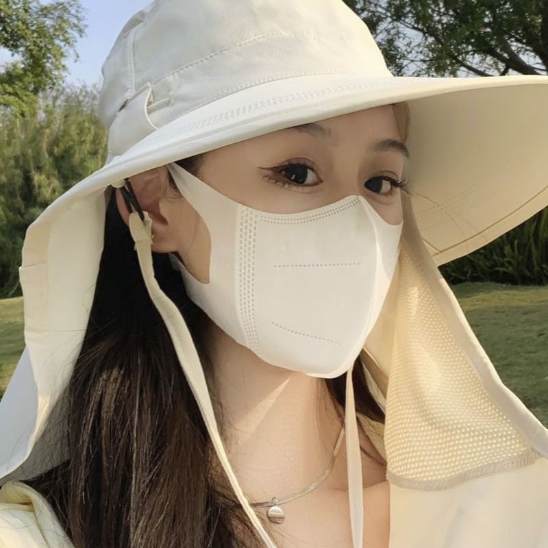 防晒帽子女夏季面罩防紫外线大檐遮脸护颈骑车全方位遮阳太阳帽