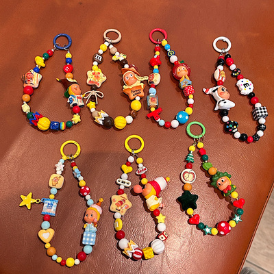 星星人彩色手机链改娃萌粒钥匙扣多巴胺串珠diy 背包挂件挂饰新款