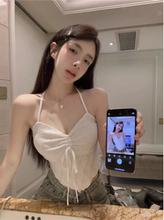 辣妹穿搭美背外穿性感挂脖小吊带背心女内搭夏季短款白色抹胸上衣
