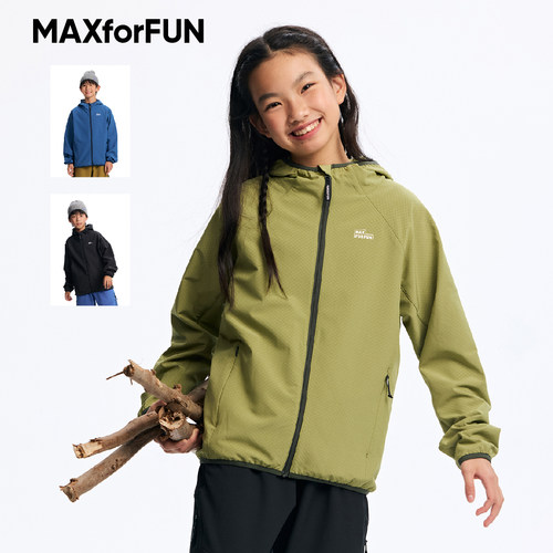 MAXforFUN格纹抓绒轻量连帽外套
