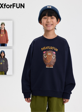 MAXforFUN童装秋冬儿童加绒卫衣猛犸象印花长袖上衣柔软保暖新