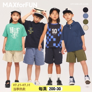 MAXforFUN童裝 工裝 褲 子涼爽寬松男女童 23夏兒童四色天絲棉短褲