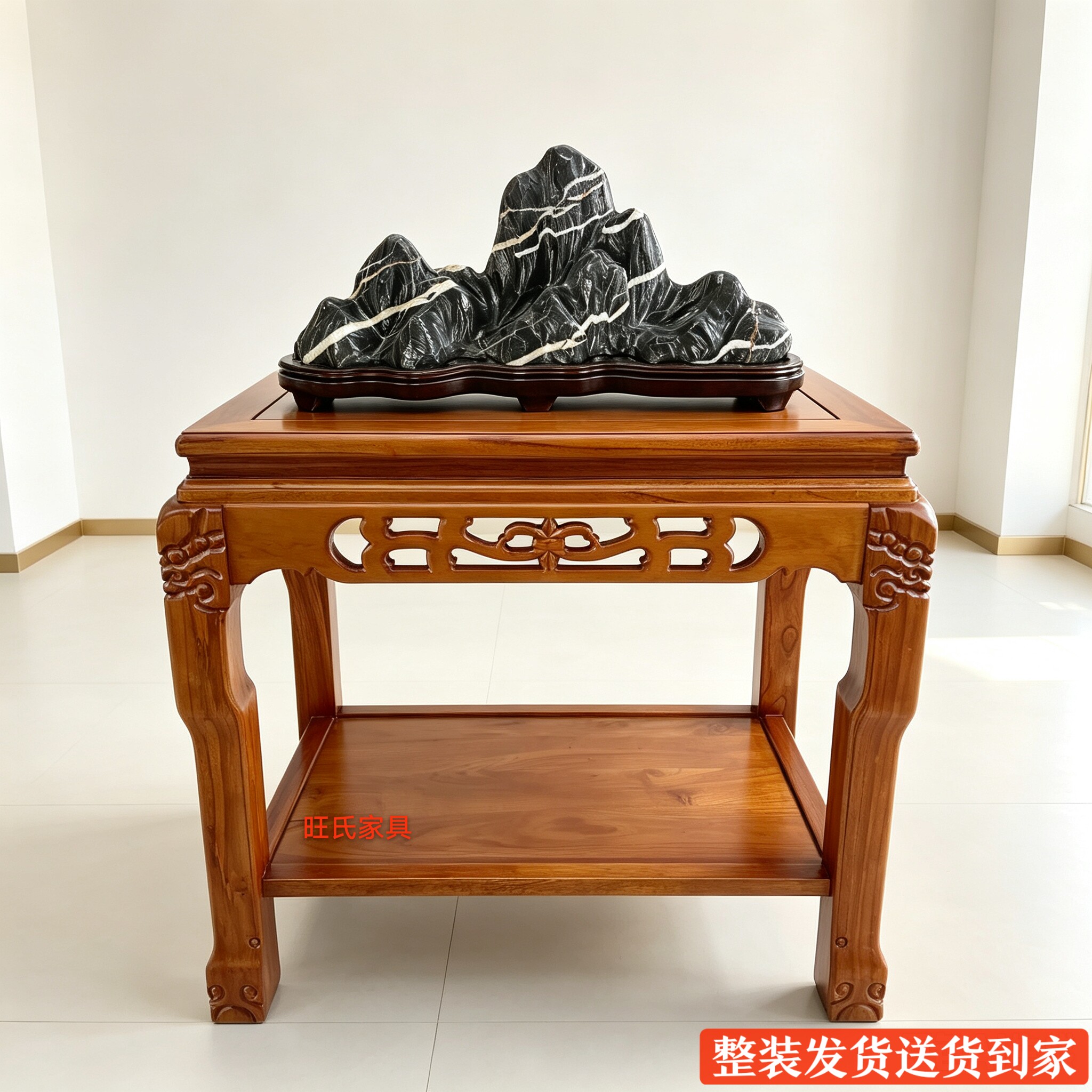 盆景架实木花梨色奇石架鱼缸架