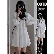 法式白色衬衫连衣裙女2025新款秋季小个子巨好看新疆云南旅游穿搭