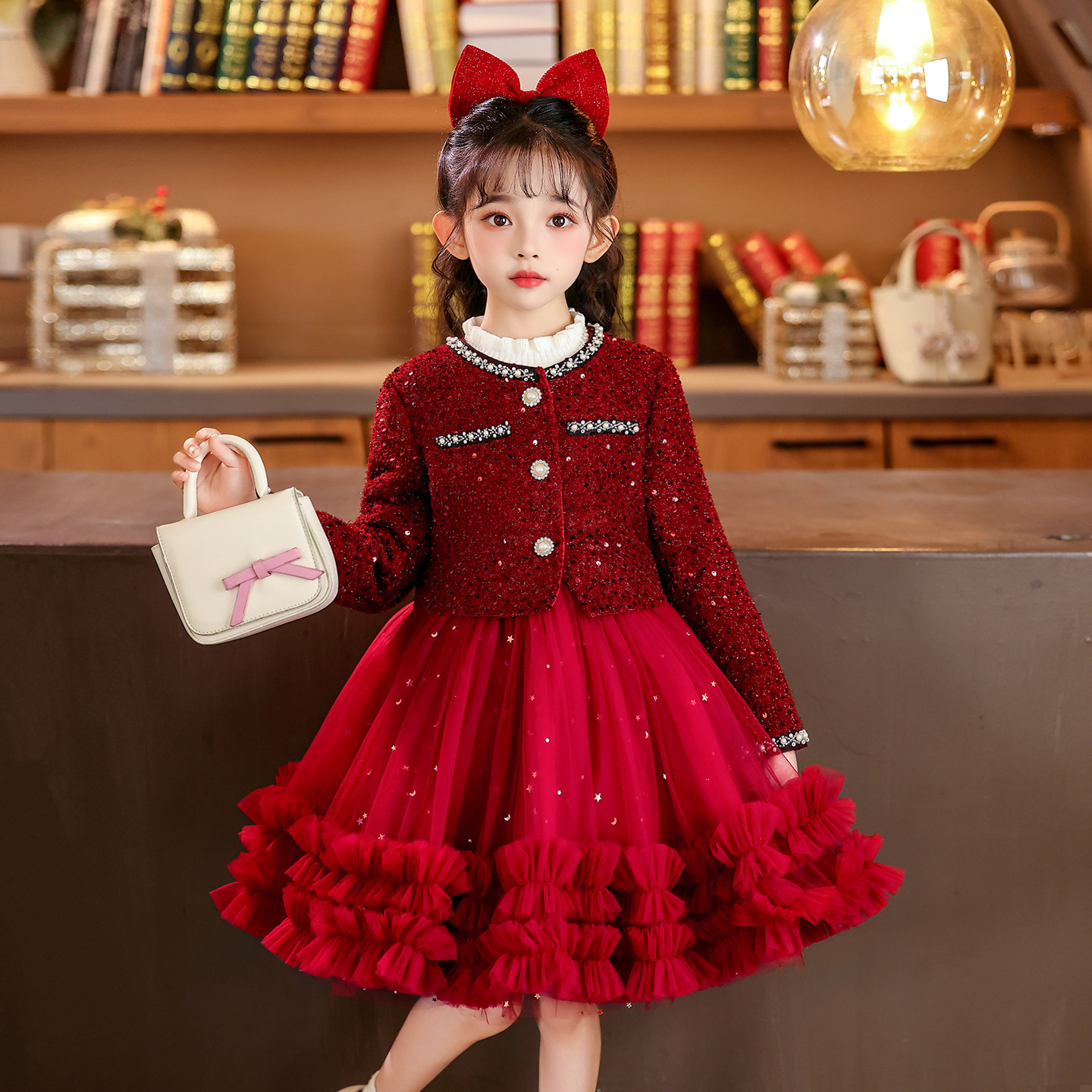 女童连衣裙2025冬装新款儿童过年服裙子新年衣服女红色公主裙冬季,童装/婴儿装/亲子装,连衣裙,淘宝优惠券,粉丝福利购,淘宝优惠卷