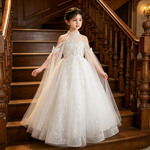 女童礼服公主裙高端洋气花童婚纱轻奢小众女孩钢琴主持儿童演出服