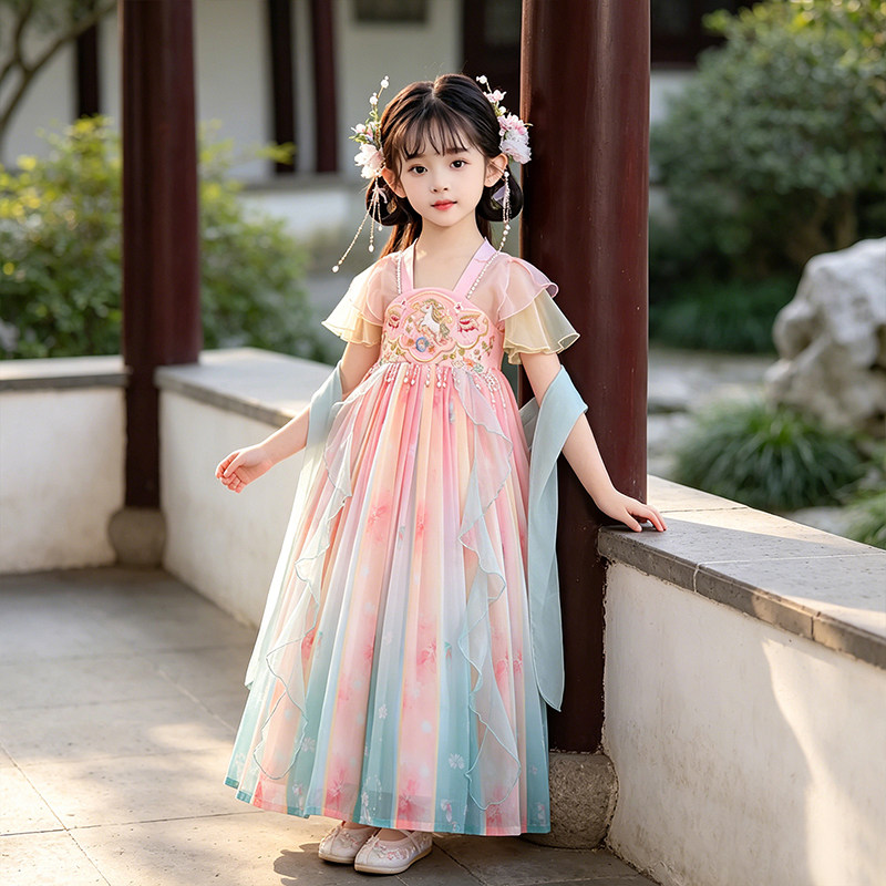 古风汉服女童夏季连衣裙2026新款儿童古装超仙小女孩中国风公主裙