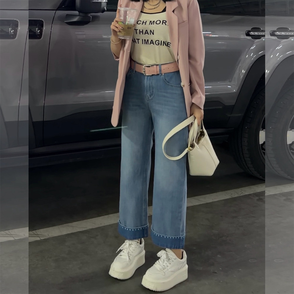 【2026春上新】胖mm显瘦直筒休闲牛仔裤9分裤200斤大码女装_1579