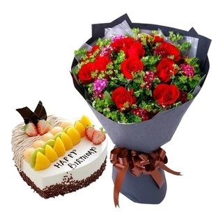 上海虹口区北外滩/外白渡桥凉城/江湾镇玫瑰生日蛋糕鲜花店同城