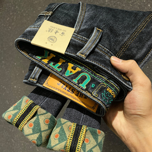 潮流刺绣抓绒保暖磨毛牛仔裤 厚款 男款 小脚加绒九分裤 修身 2025冬季