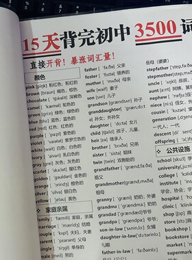 初中英语3500单词必背诵计划表中考知识新课标听力计划15天快速记