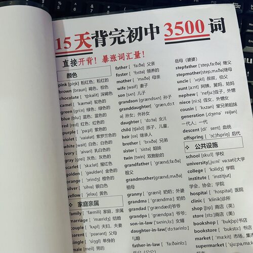 初中英语3500单词必背诵计划表中考知识新课标听力计划15天快速记