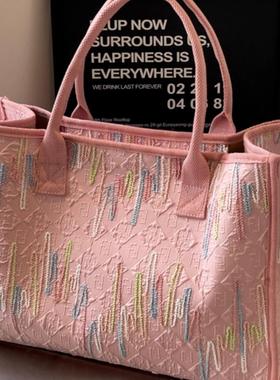 夏季大容量包包女时尚短途旅行手提购物袋妈咪外出通勤单肩托特包