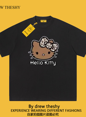 drew theshy美式潮牌HelloKitty卡通凯蒂猫短袖t恤男女夏宽松休闲