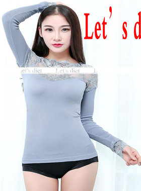 lets diet恒温内衣蕾丝女薄衣恒温上衣let's性感短袖打底衣
