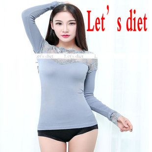 打底衣 s性感短袖 lets diet恒温内衣蕾丝女薄衣恒温上衣let