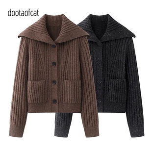 预2025冬新款女装通勤简约显瘦慵懒软糯毛针织开衫上衣MBE4CAR017