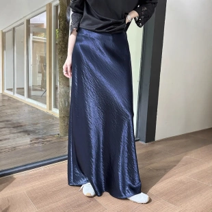 鎏光斜裁缎面极简轻奢鱼尾半身裙BQA132 GRACETINAHOO秋上新法式