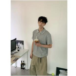 老钱风POLO拼色cleanfit短袖 boxy正肩翻领简约上衣潮 T恤男女短款