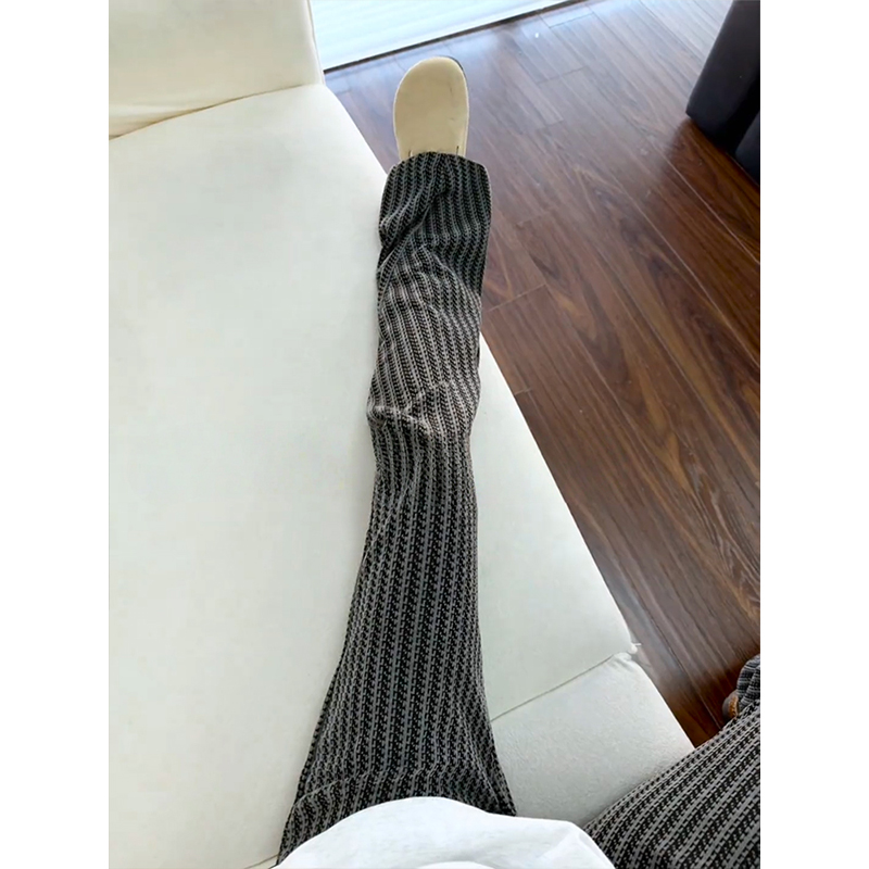 美式复古褶皱条纹休闲裤男秋季小香风针织直筒卫裤鱼骨纹美式裤子