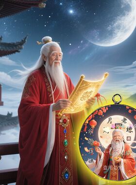 七夕送朋友对象生日礼物爱情祈福风水中国风时尚合金月老项链吊坠