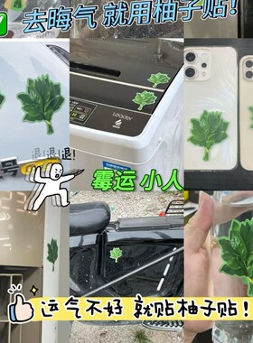 柚子叶转印贴水晶标手机空调去晦气转运防水平板笔记本水杯装饰贴