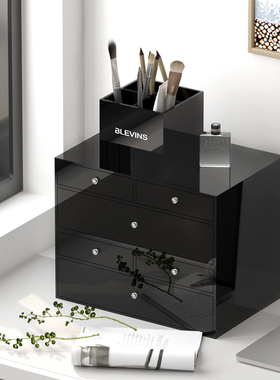 梳妆台高级感抽屉收纳盒洗漱台桌面多功能防尘大容量亚克力置物架