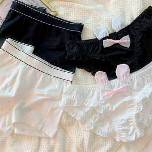 超甜巨可爱情侣内裤日系软萌兔耳纯棉裆中腰情侣款双人男女套装
