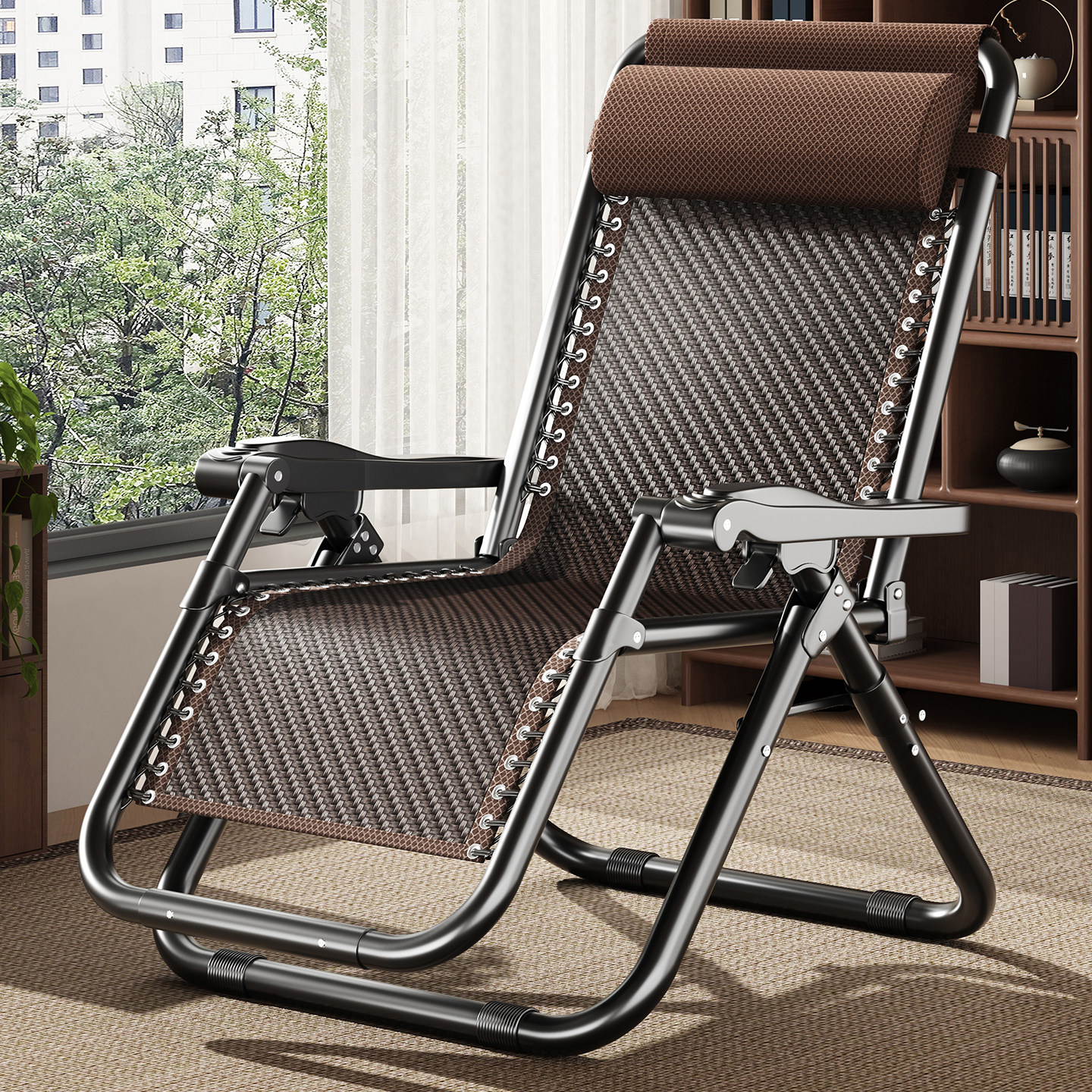 折叠躺椅可坐可躺四季可用午休折叠椅午睡床办公室简约休闲靠背椅