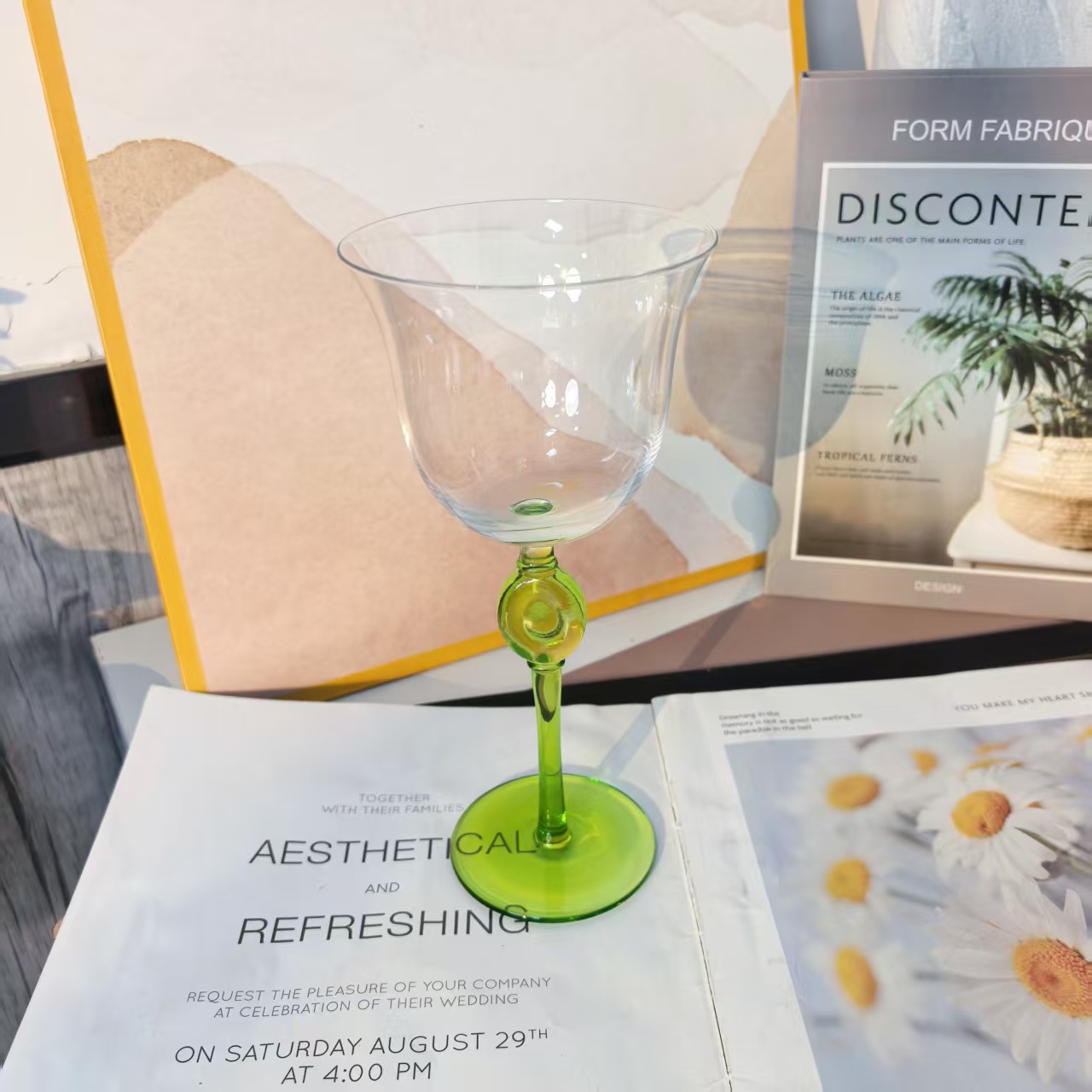 翠绿色原色水晶玻璃红酒杯