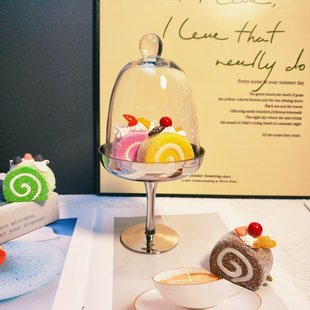 高脚蛋糕罩防尘托盘生日创意摆件ins风玻璃罩美食展示158 可尔