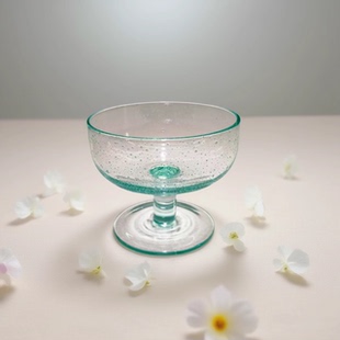 清晰高颜值淡绿色冰激凌甜品杯鸡尾酒杯甜品碗原色高脚杯 可尔