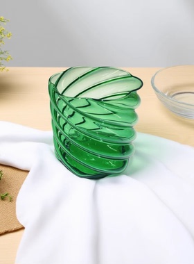 【可尔】绿色高颜值美式海螺琉璃杯果汁杯牛奶杯啤酒杯冷饮杯咖啡